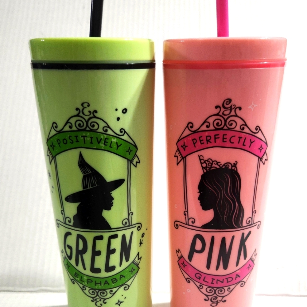 Wicked Themed Green and Pink Tumblers